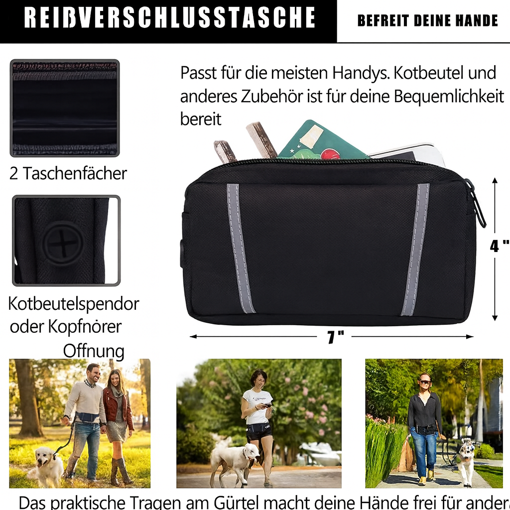 Komfortable Nylon-Hundeleine mit Hüftgurt; ideal für Joggen & Wandern mit Ihrem Hund.