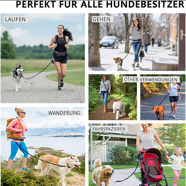Ergonomische Freihand-Hundeleine für Damen & Herren, sicher beim Laufen mit Hund.