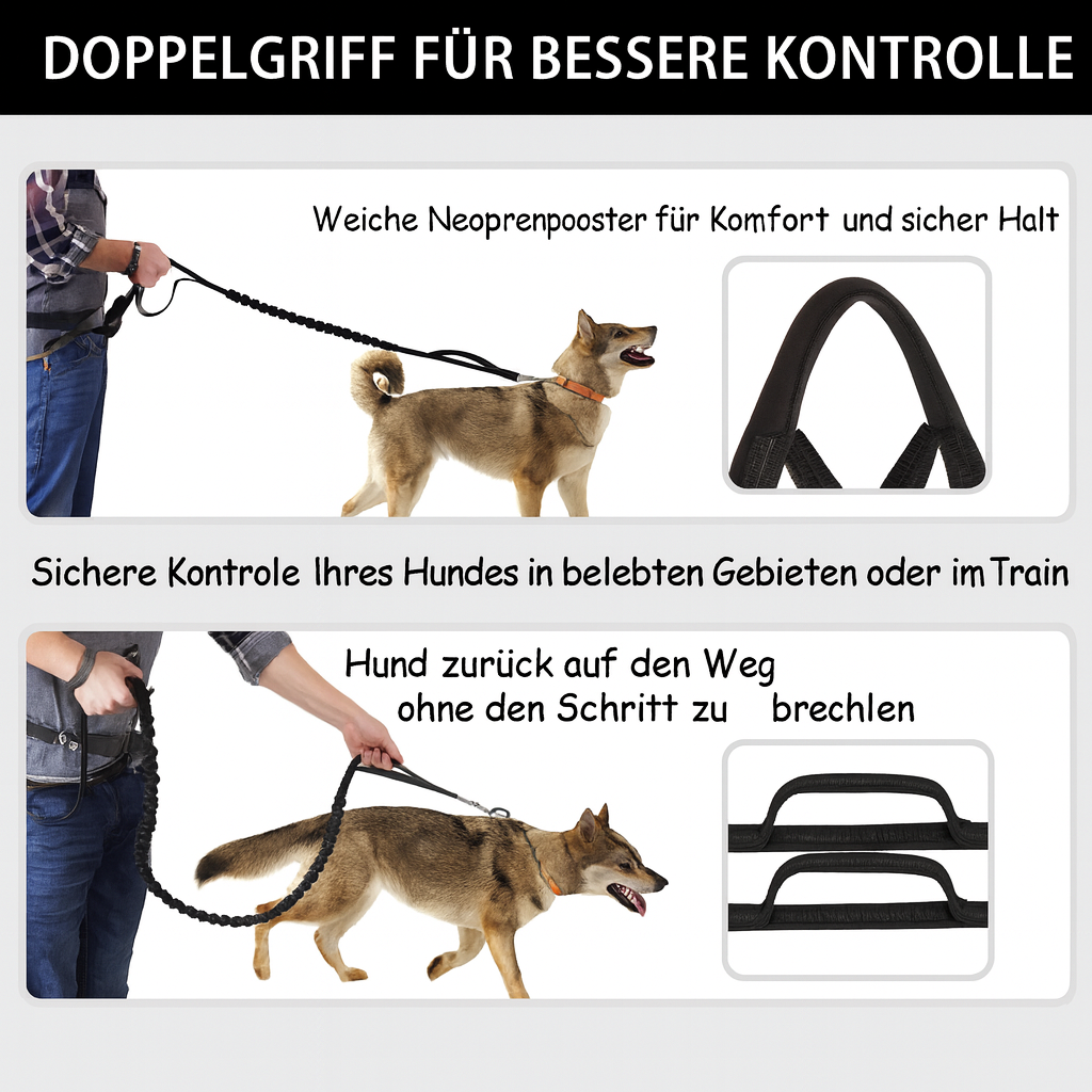 Stabile Outdoor-Hundeleine mit Hüftgurt, optimiert für aktives Laufen & Gassi.