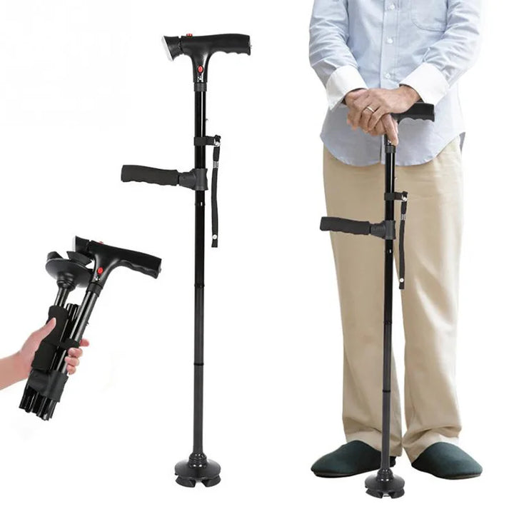 Unisex Gehhilfe mit hellem LED-Licht für sichere Mobilität und Unterstützung im Alltag.