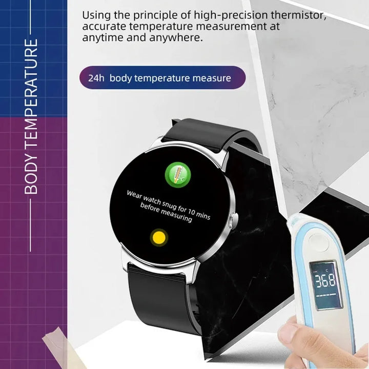 Digitale Gesundheitsuhr: überwacht Herzfrequenz, Blutzucker & Schlaf, wasserdichtes Design.