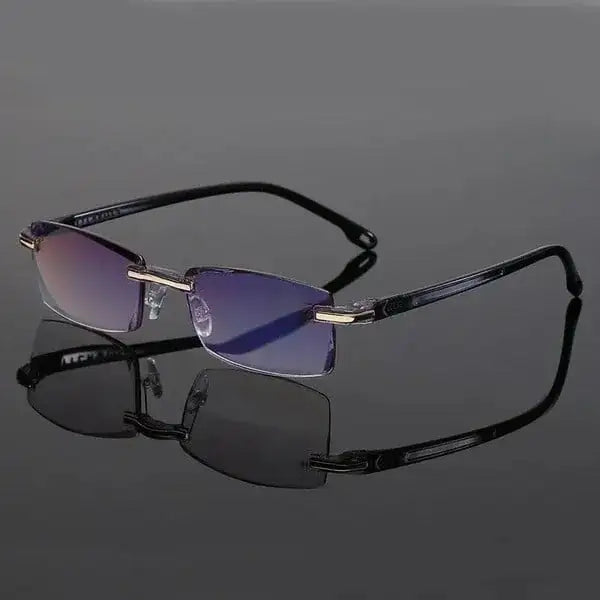 Unisex Gleitsicht Lesebrille mit Blaulichtfilter. Ultraleichtes Titan/TR90 Gestell für Alterssichtigkeit und Augenschutz.