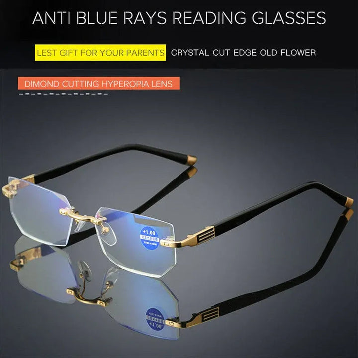 Elegante gold/silber Unisex Gleitsichtbrille mit Blaulichtfilter für entspanntes Sehen nah & fern.
