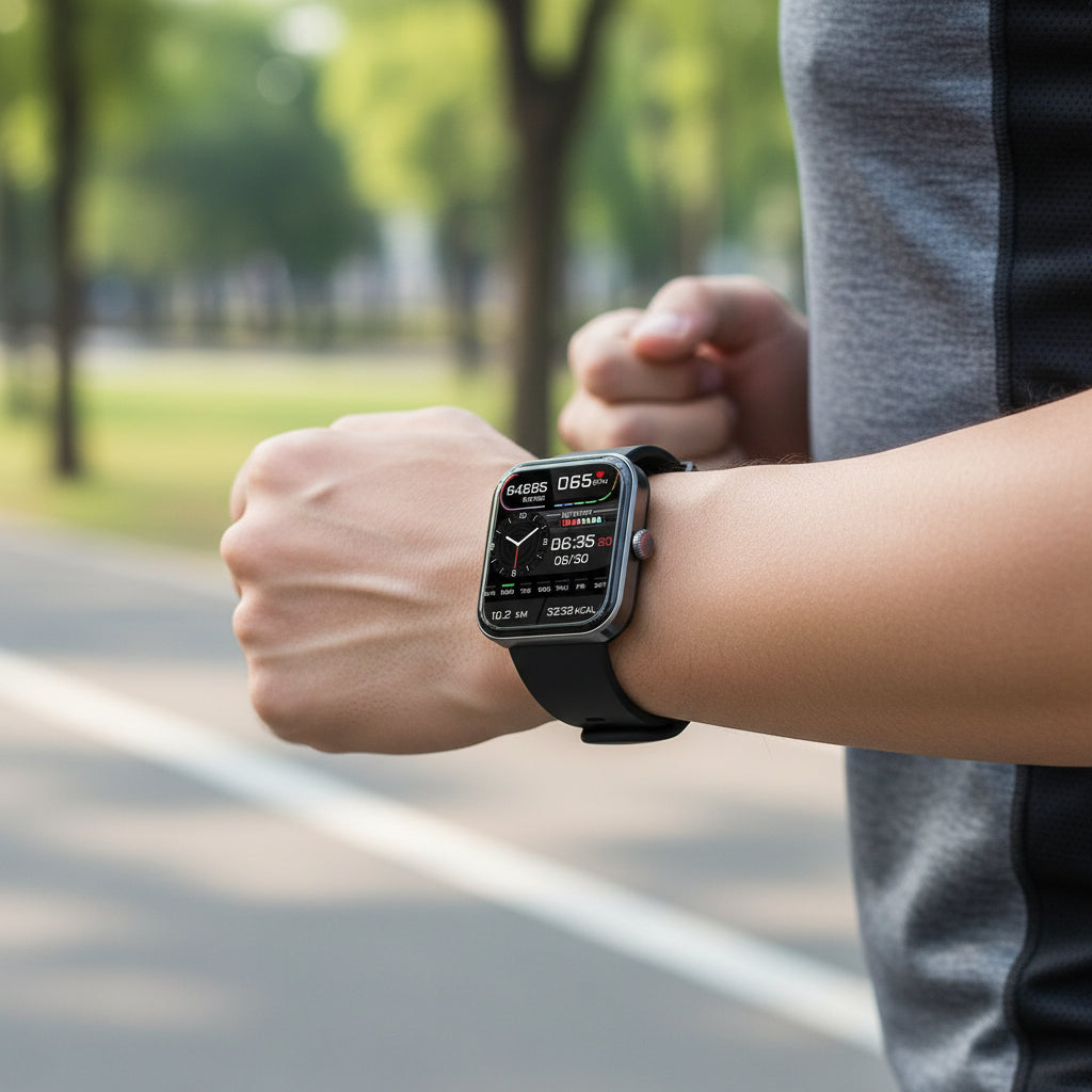Elegante GlucoWatch Smartwatch: nadellose Glukosemessung, Herzfrequenz-, Schlaf- & Aktivitätstracker für Wellness.