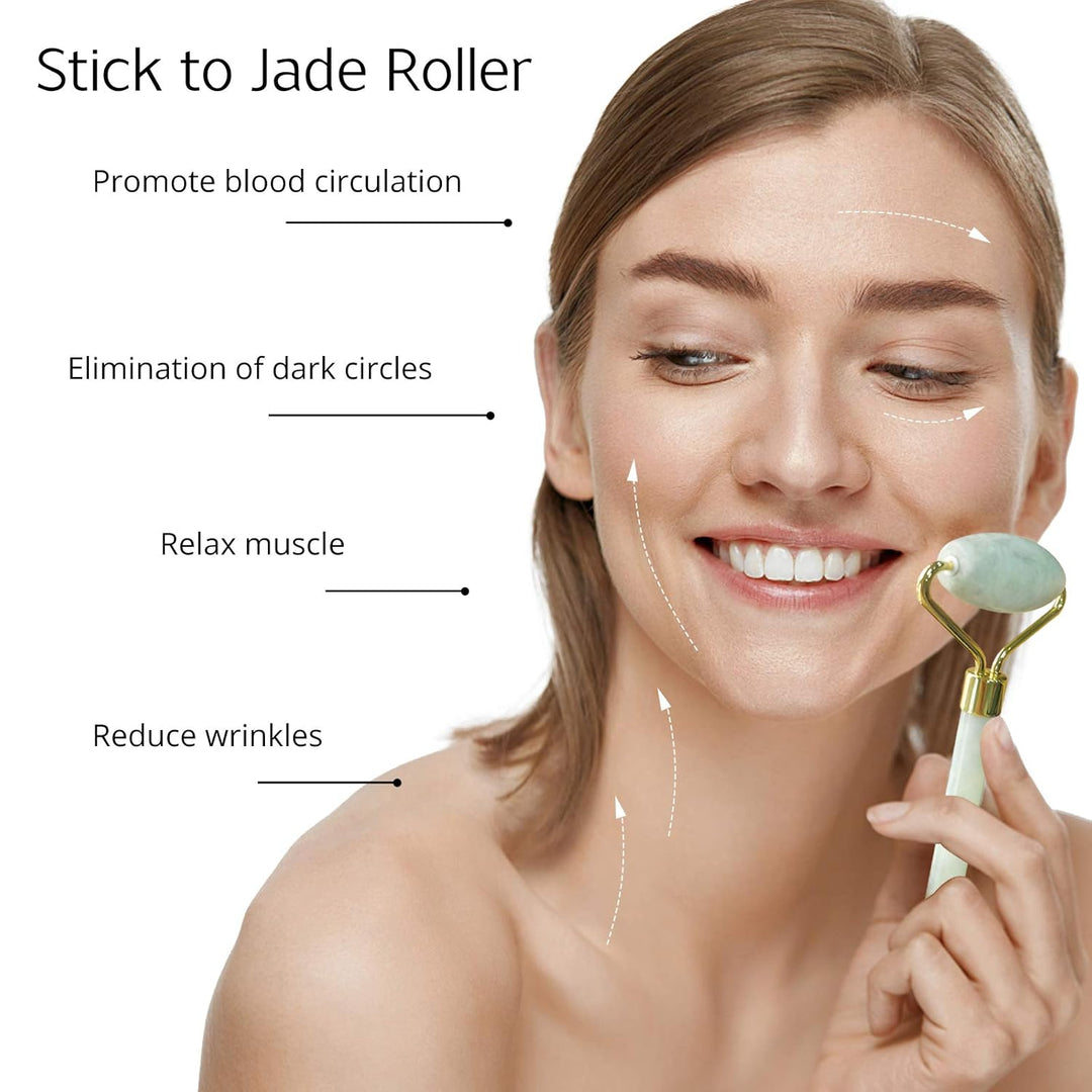 Unisex Beauty Tool Set: Gua Sha Stein & Jade Roller. Ideal für tägliche Gesichtsmassage & Hautverjüngung.