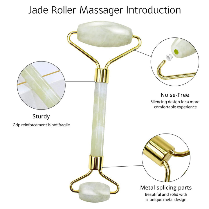 Hochwertiges Naturstein Gua Sha & Jade Roller Set. Entspannt die Muskulatur & verfeinert das Hautbild.
