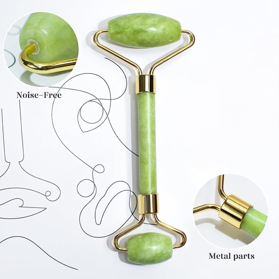Strahlende Haut mit diesem Gua Sha & Jade Roller Set. Natürliches Massagegerät für Gesichtspflege & Wellness.