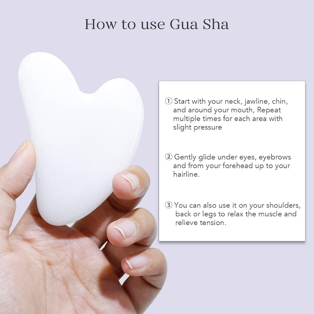 Wellness Gua Sha & Jade Roller Set aus Naturstein. Ideal für revitalisierende Gesichtsmassage & Hautpflege.