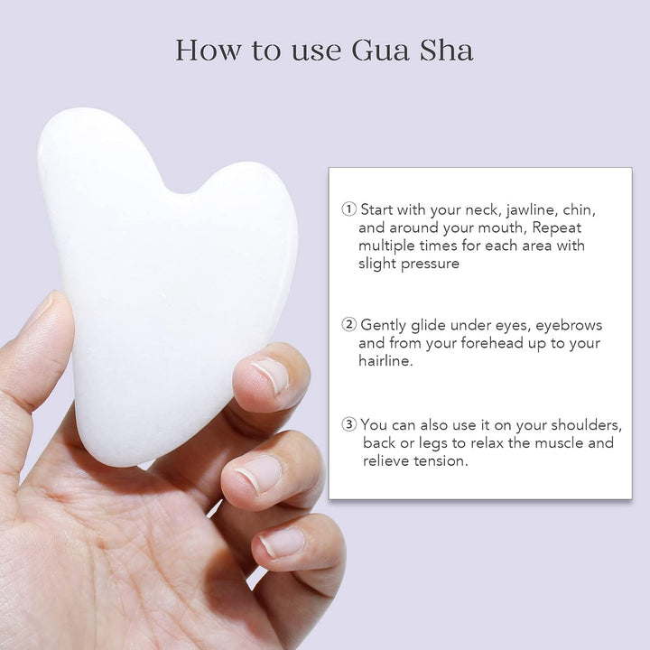 Wellness Gua Sha & Jade Roller Set aus Naturstein. Ideal für revitalisierende Gesichtsmassage & Hautpflege.