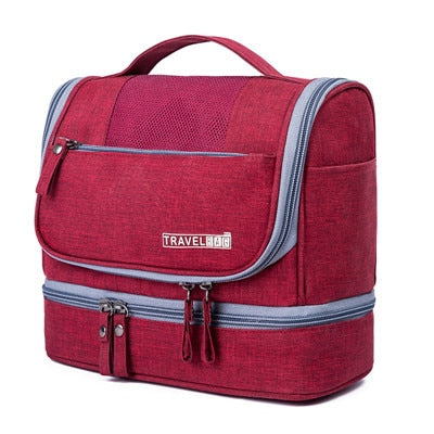 Unisex Reise-Kulturtasche aus Nylon, wasserabweisend, mit übersichtlichen Fächern für alle Toilettenartikel.