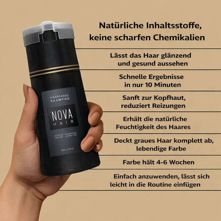 Für schöne Haare: Unisex Haarfärbe Shampoo für schnelle Grauabdeckung & umfassende Farbpflege.
