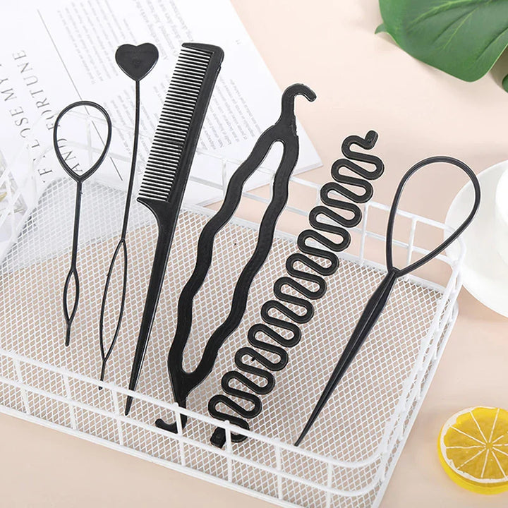Praktisches Haarstyling-Set für Damen & Mädchen, kreiert blitzschnelle Zöpfe und elegante Pferdeschwänze.