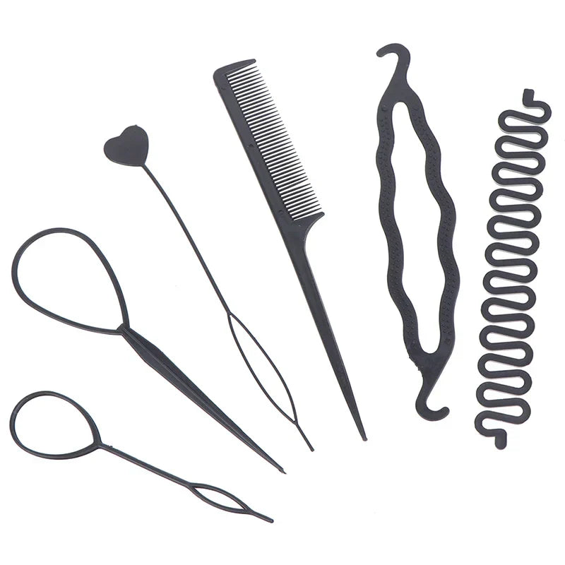 Zeigt das Unisex Haarstyling-Set: Ideal für schnelle Zopf- und Pferdeschwanz-Frisuren.