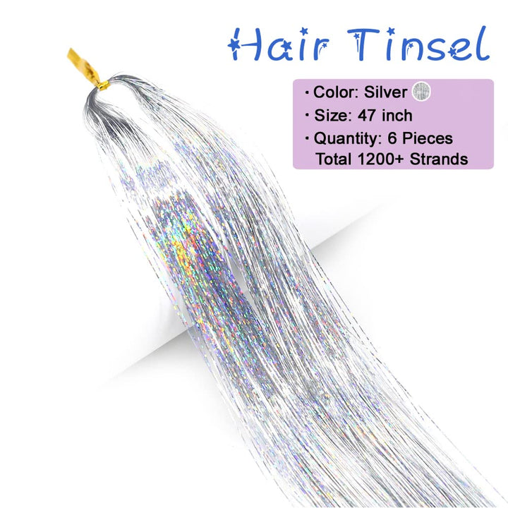 Trendige Glitzerhaare: Das komplette Haartinsel-Kit für einen modernen, schimmernden Look.