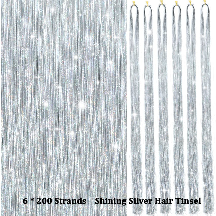 Festivallook-Essentials: Unisex Haartinsel für funkelnde Glitzerhaare, die alle Blicke auf sich ziehen.