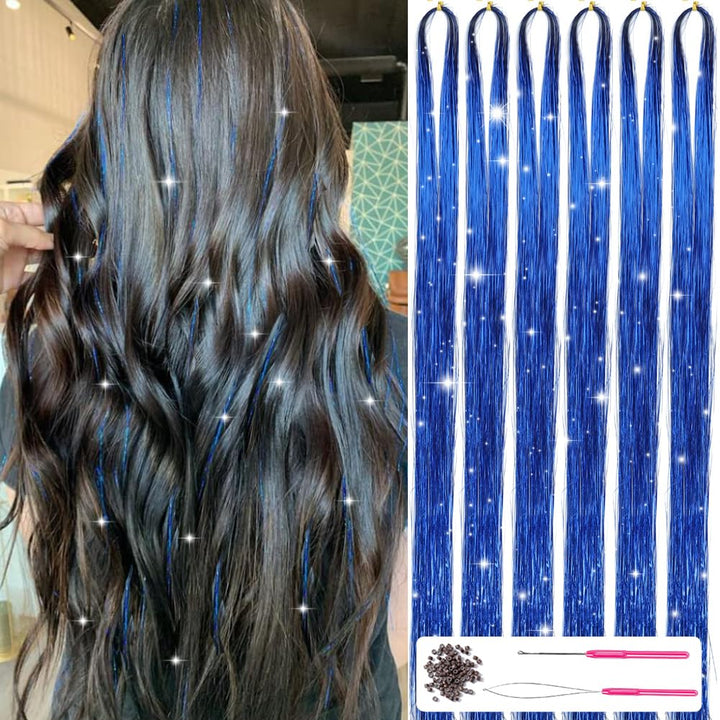 Einfach anwendbares Haartinsel-Kit für DIY Glitzerhaare und einen strahlenden Festivallook.