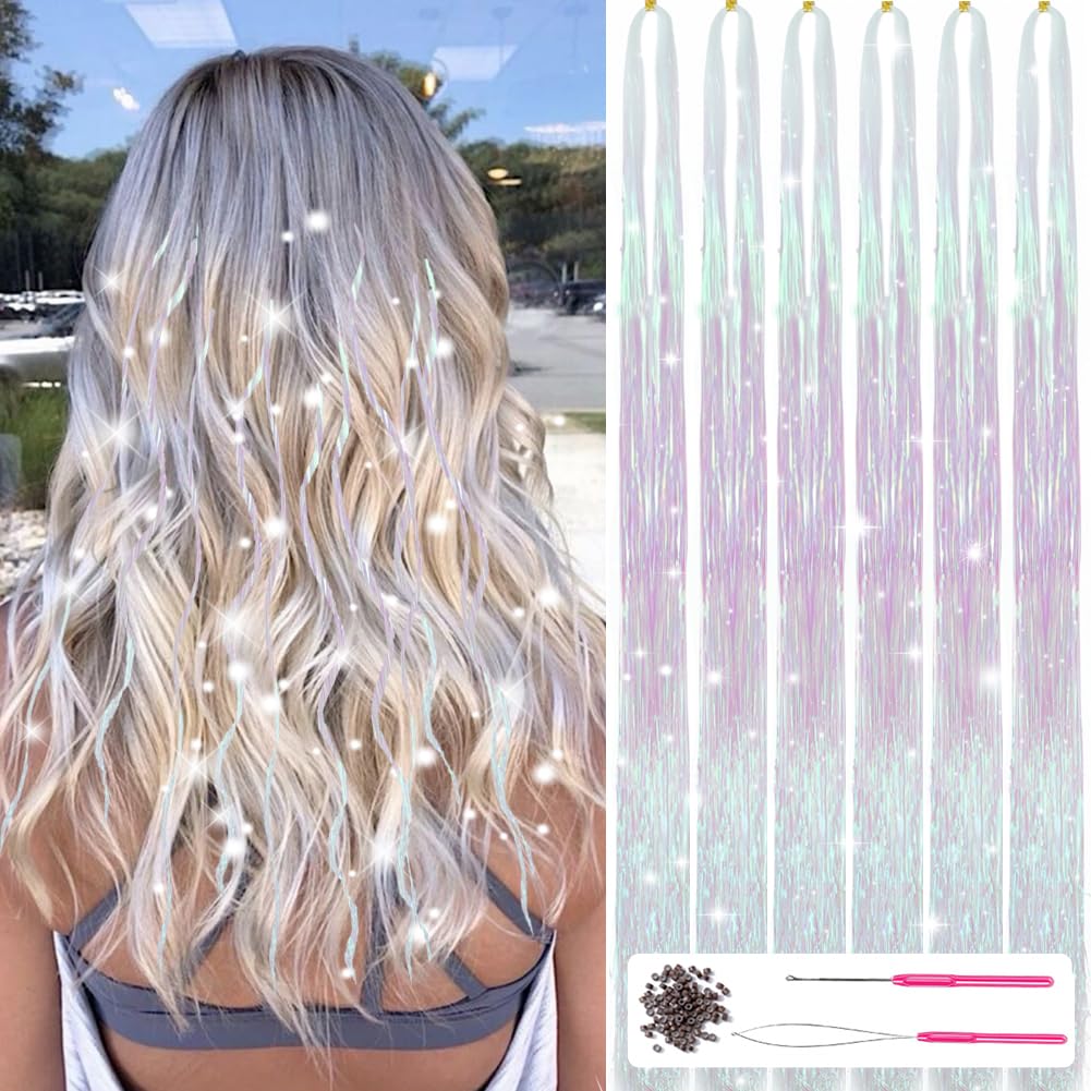 Glitzernde Haaraccessoires: Haartinsel-Strähnen, die für einen auffälligen Party-Look sorgen.