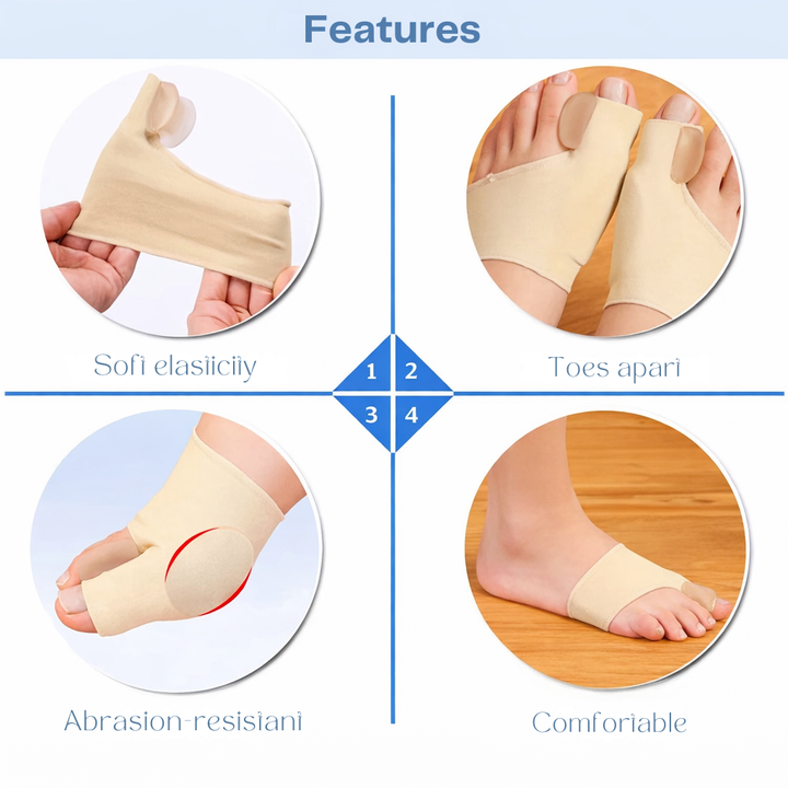 Orthopädischer Zehenspreizer für Hallux Valgus korrigiert Zehenfehlstellung und lindert effektiv Fußschmerzen.