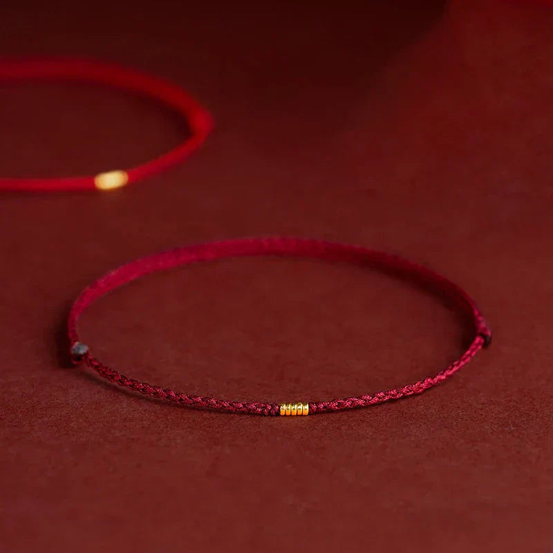Unisex Handgefertigtes Armband, mönchgesegnet für Glück & Harmonie. Rote und schwarze Perlen.