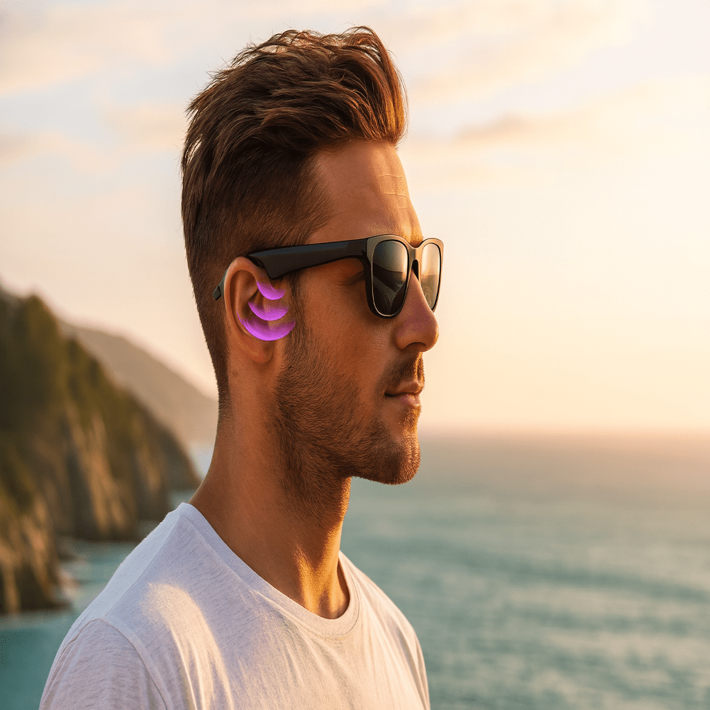 Unisex intelligente Bluetooth Sonnenbrille mit KI-Übersetzung, Musikfunktion und UV-Schutz für Outdoor.