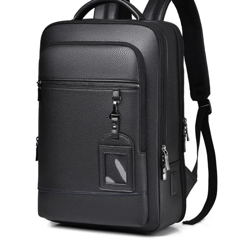 Intelligenter Rucksack in Schwarz mit vielen Fächern für optimale Organisation von Gegenständen.