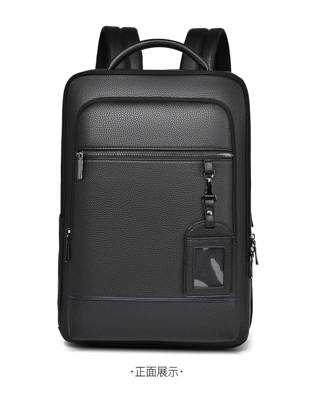 Schwarzer Business Rucksack mit Diebstahlschutzfunktion und versteckten Reißverschlüssen, sicher.