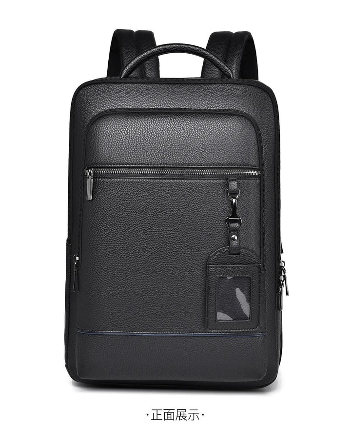 Schwarzer Business Rucksack mit Diebstahlschutzfunktion und versteckten Reißverschlüssen, sicher.