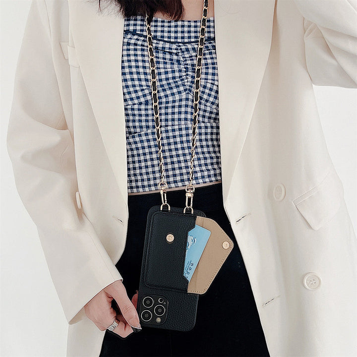 Minimalistisches Unisex iPhone Wallet Case, kombiniert Schutzhülle und Geldbörse in elegantem Design.