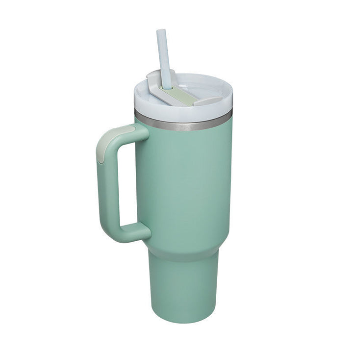 Vielseitige Isolierflasche 1200ml mit Strohhalm. Griff für einfache Handhabung.