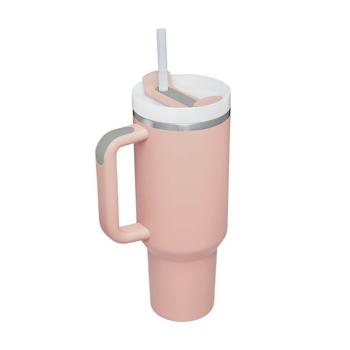 Thermosbecher für Sport & Reisen, 1200ml, mit Strohhalm. Griff für bequemen Transport.