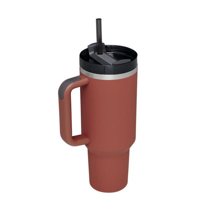 Vielseitiger Thermobecher 1200ml mit Strohhalm & Griff. Für Büro, Reisen, Sport, Outdoor.