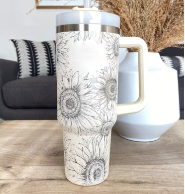 Stylische 1200ml Isolierflasche mit Strohhalm & Griff. Hält Getränke lange frisch.