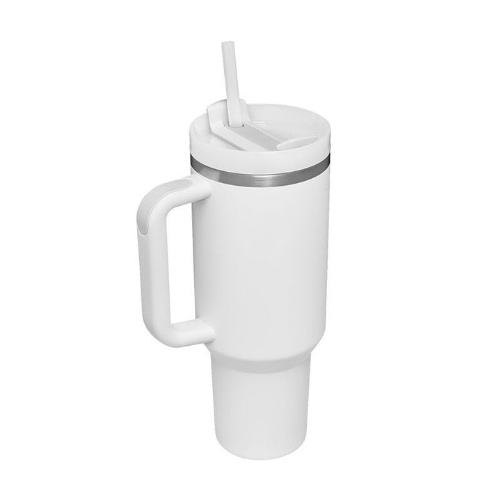 Praktische isolierte Trinkflasche, 1200ml, mit Strohhalm & Griff. Idealer Begleiter.