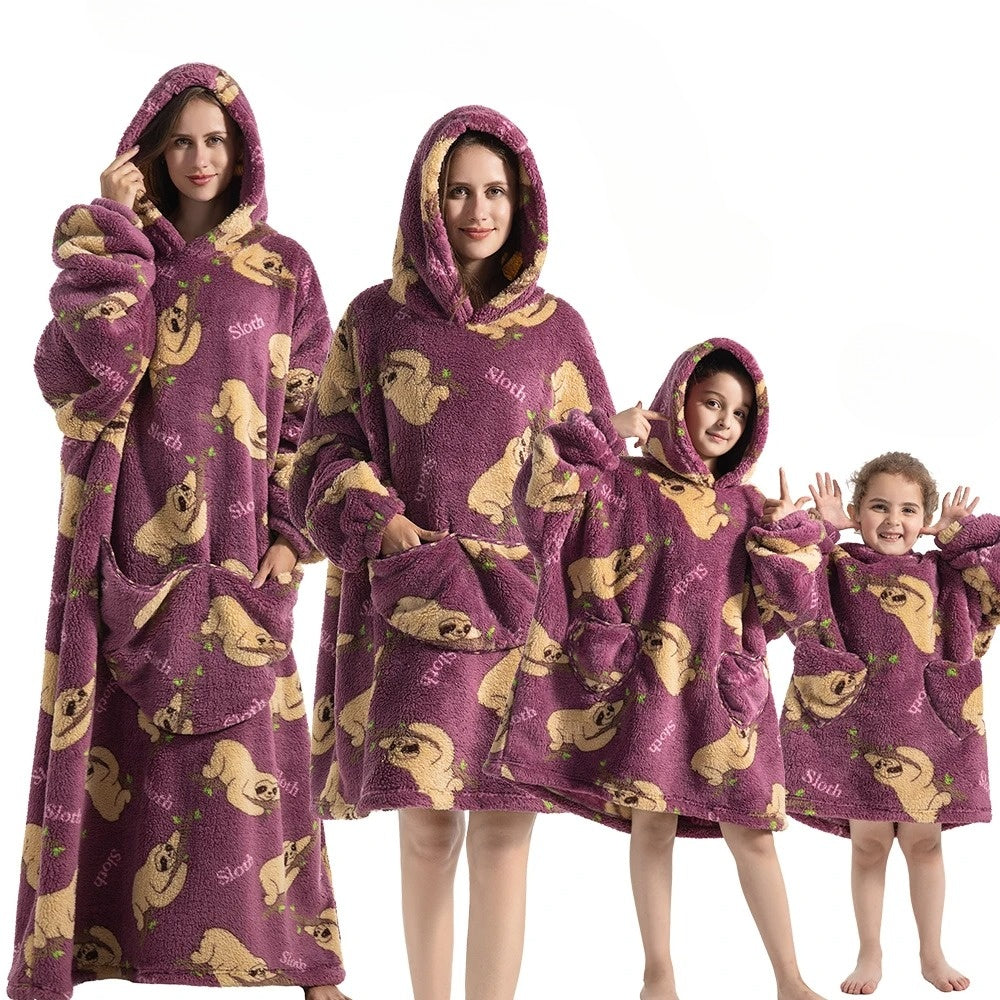 Unisex Kürbis Hoodie-Decke für Halloween: extra gemütlich, oversized Kuscheldecke für Damen, Herren & Kinder.