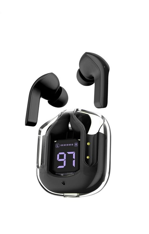Unisex kabellose Bluetooth-Ohrhörer SonicPulse mit Digitalanzeige und Ladecase.