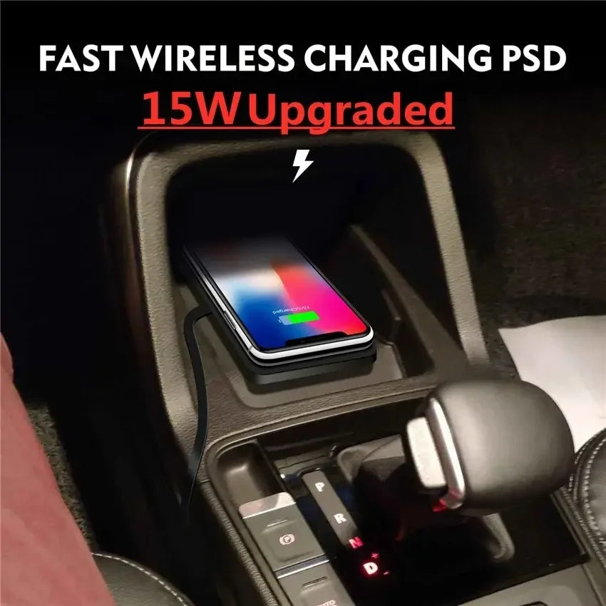 Modernes, tragbares Qi Schnellladegerät für Zuhause und Büro; induktives USB Ladepad für Handys.