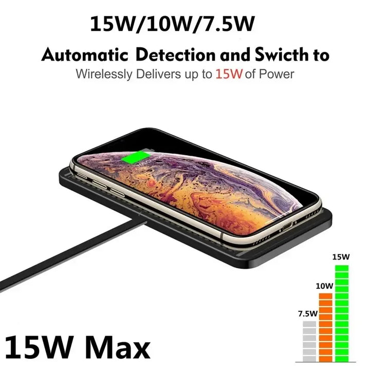 Rutschfestes Silikon Ladepad, ultraschlankes Design; 15W induktives Ladegerät für alle Qi-Geräte.