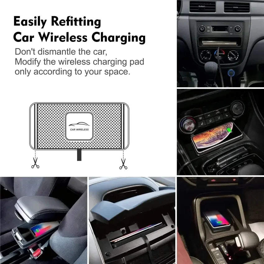 Effizientes 15W Schnellladegerät; kabelloses USB Ladepad für schnelles induktives Laden im Auto & Zuhause.