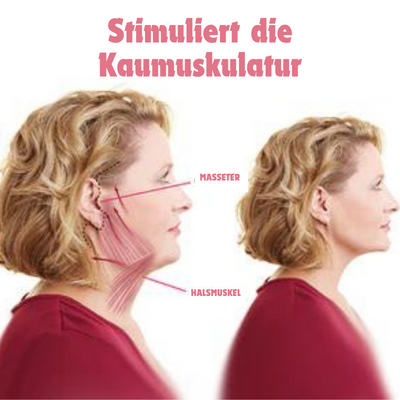 Gesichtstrainer mit Saugnapf für straffere Haut & markante Gesichtszüge. Optimiert Kieferlinie.