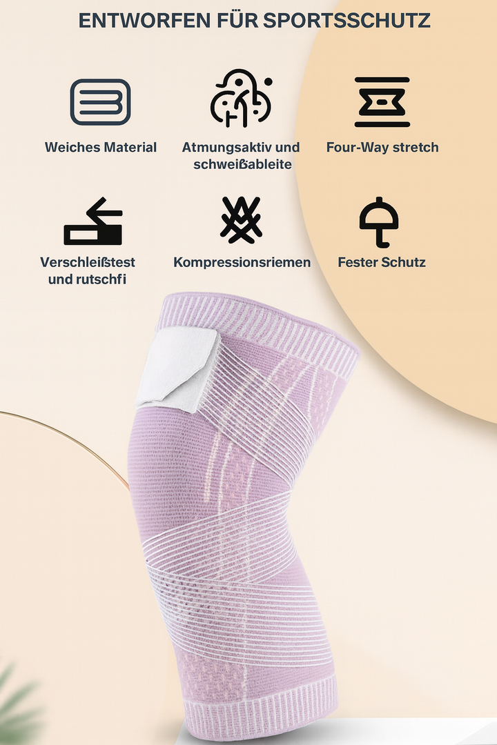Atmungsaktive Kompressions-Kniebandage zur Linderung von Knieschmerzen.