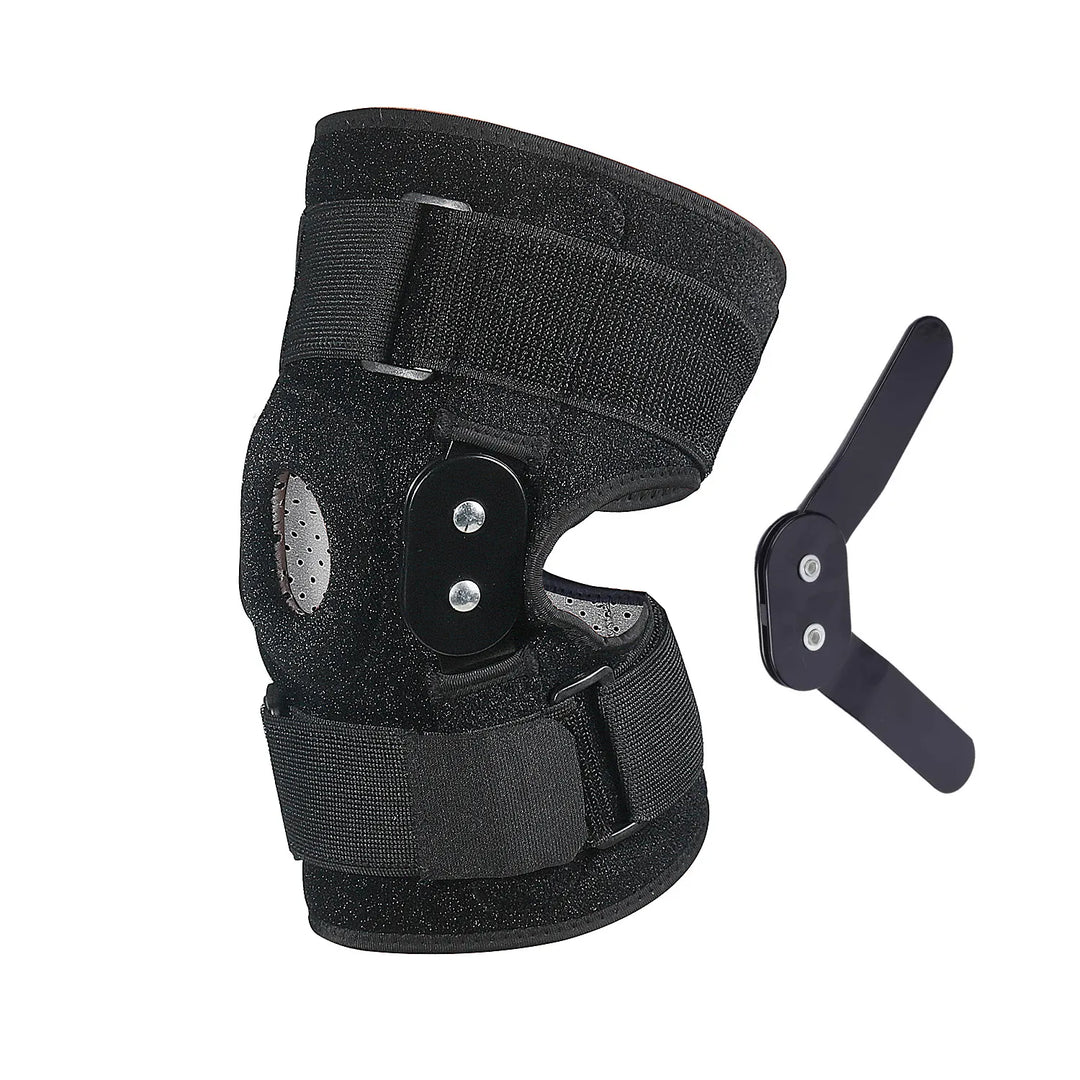 Stabile Kniebandage Unisex mit seitlichen Scharnieren für maximale Gelenkunterstützung und Knieschutz.
