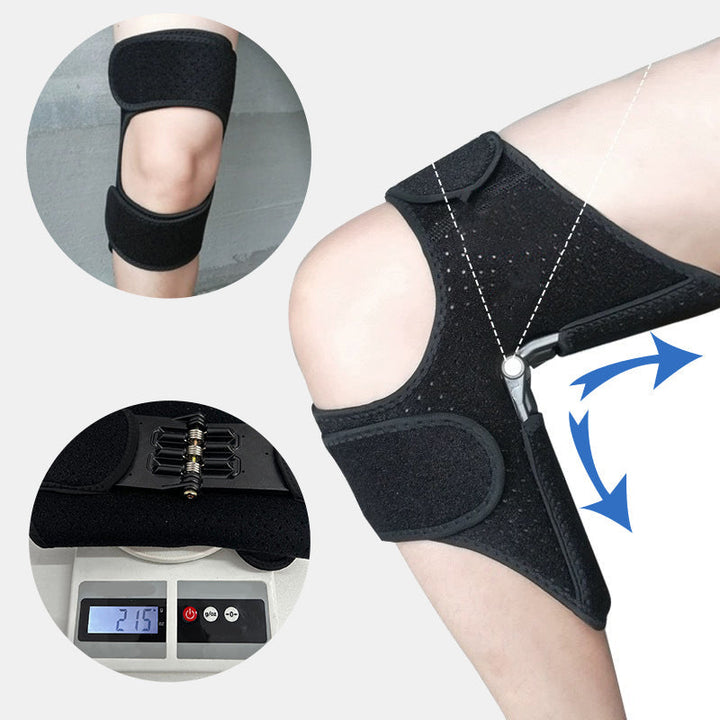 Person trägt flexible Knieorthese mit Scharnieren beim Sport, unterstützt Kniegelenk optimal bei Fitness & Bewegung.