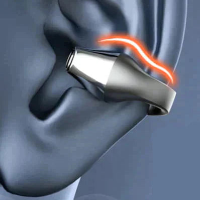 Ergonomische Knochenleitkopfhörer mit Ohrclip. Leichte, bequeme Unisex-Kopfhörer in Schwarz oder Weiß.