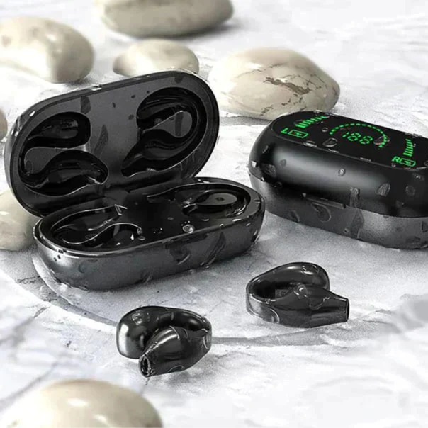Kabellose Bluetooth Knochenleitkopfhörer mit Ohrclip. Exzellenter Audio-Sound, freie Bewegung ohne Kabel.