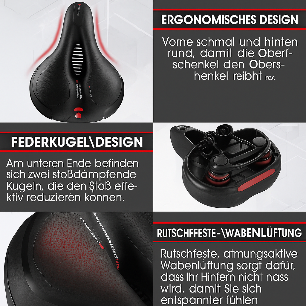 Weich gepolsterter Unisex Fahrradsattel, stoßdämpfend & ergonomisch, perfekt für Pendler.