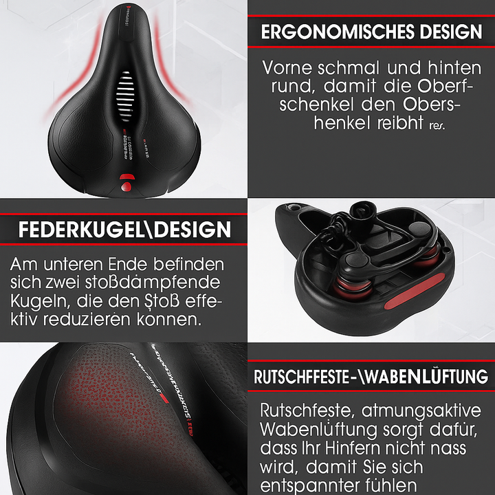 Weich gepolsterter Unisex Fahrradsattel, stoßdämpfend & ergonomisch, perfekt für Pendler.