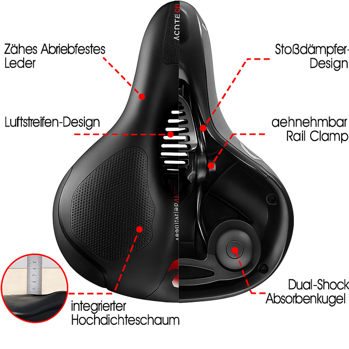 Sportlicher Fahrradsattel, ergonomisch & stoßdämpfend für optimale Performance beim Radfahren.