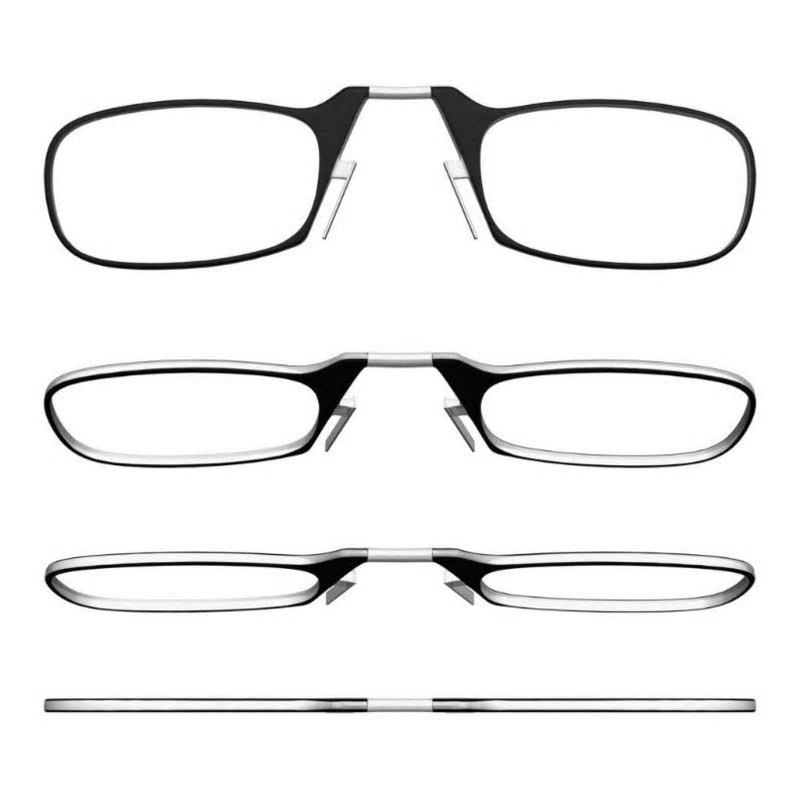 Tragbare Lesehilfe mit Nasenclip für unterwegs; leichte, kompakte Brille für Mann & Frau.