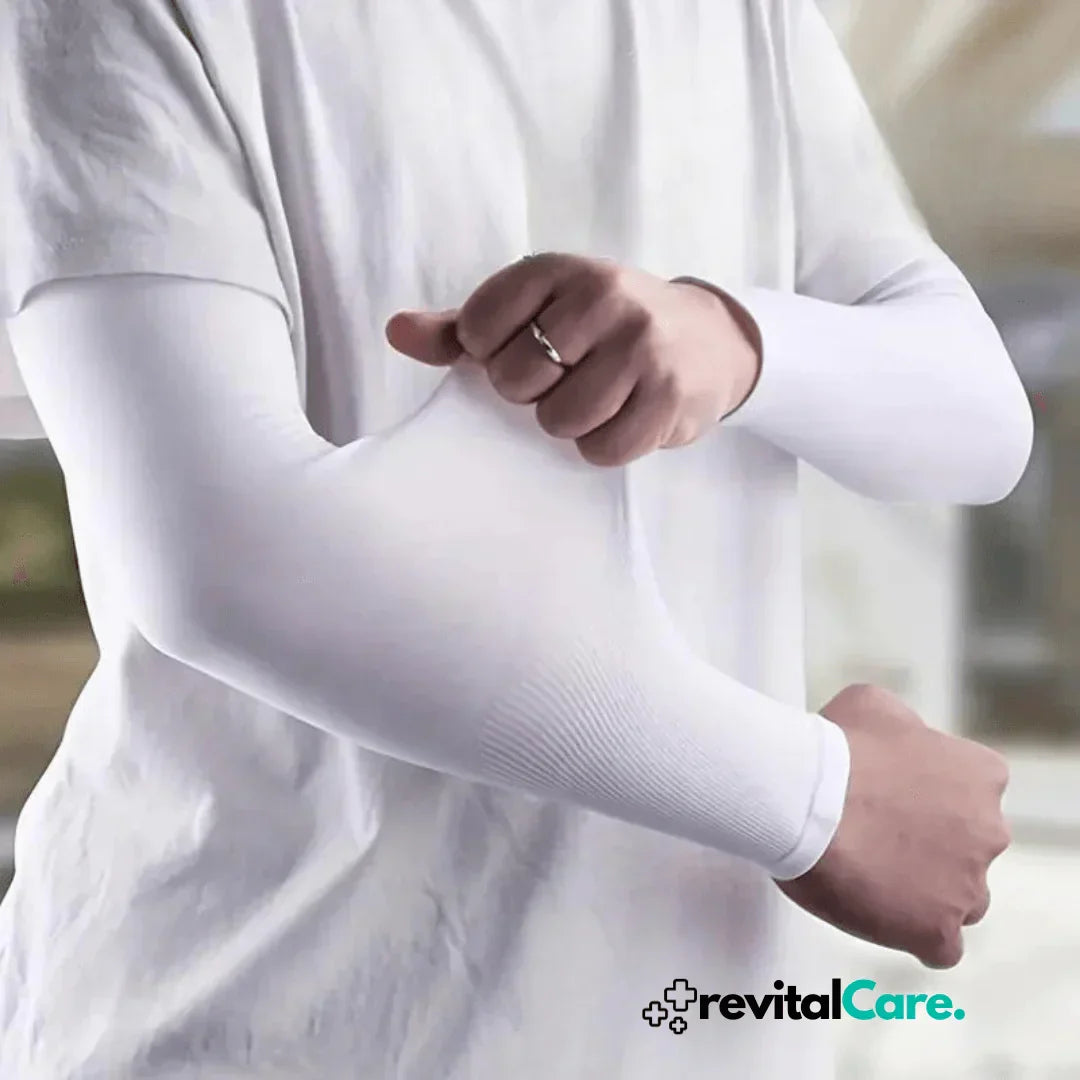 Unisex Kompressions-Armsleeve für Sport, Regeneration & Muskelunterstützung aus Lycra, rutschfest.