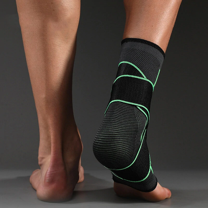 Unisex Kompressions-Knöchelbandage in Grau, bietet optimale Stabilität und Schmerzlinderung für aktive Menschen.